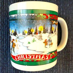 Vintage 1994 Collection Christmas Coffee Mug Cup Ice Skating Winter Merry Xmas